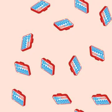 Socket set car repair tool isometric icon seamless pattern Stock Illustration
