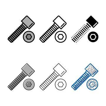 Socket simplified head screw color icon vector イラスト素材