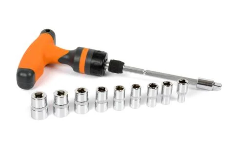 Socket spanner set on white background Stock Photos