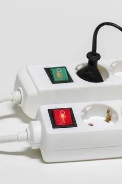 Socket strips for connecting electrical devices, plugs, power outlet strip Stock Photos