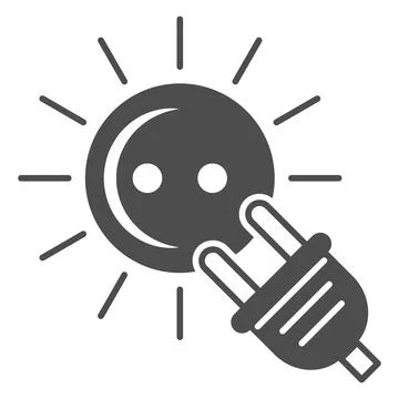Socket with sun rays and plug solid icon, energy concept, electricity and solar Illustrazione stock