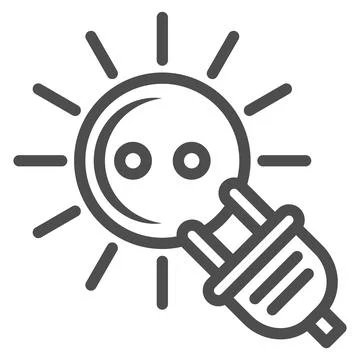 Socket with sun rays and plug line icon, energy concept, electricity and solar Illustrazione stock