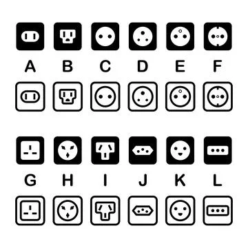 Socket types icon set. Rosette plugs vector illustration collection. Electr.. Stock Illustration