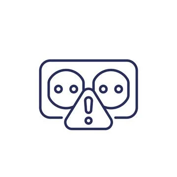 Socket warning line icon, power outlet vector 스톡 일러스트