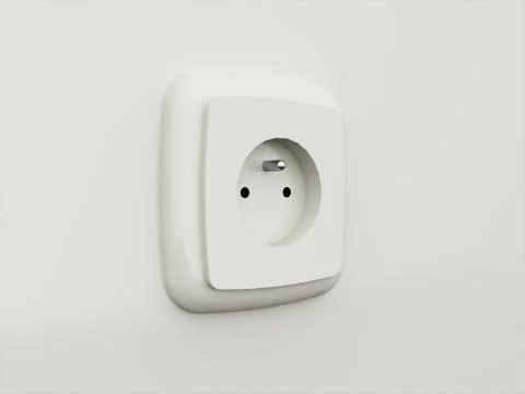 Socket white rendered on the wall Illustrazione stock