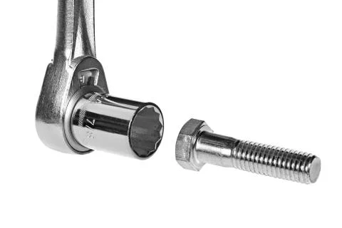 Socket wrench and bolt Stock Photos
