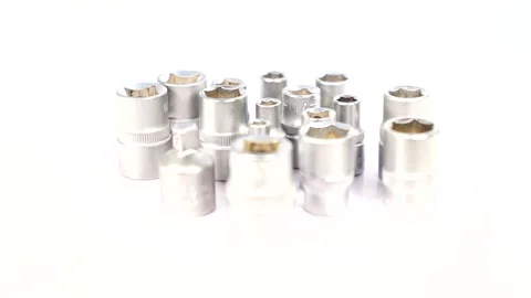 Socket wrench different sizes. Hex wrench used in construction and industry. Stock Footage 134588943