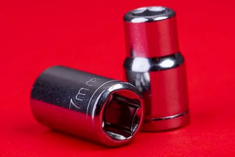 Socket wrench hexagon insert silver Foto stock