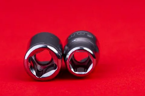 Socket wrench hexagon insert silver Stock Photos