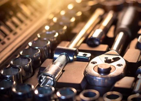Socket wrench set toolbox Foto stock