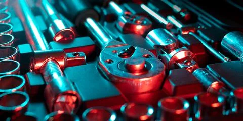 Socket wrench set toolbox - Professional chrome vanadium sockets 스톡 사진