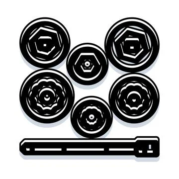 Socket wrench set with varying sockets and extension Stock Illustration