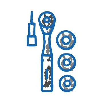 Socket wrench tool icon doodle illustration Stock Illustration