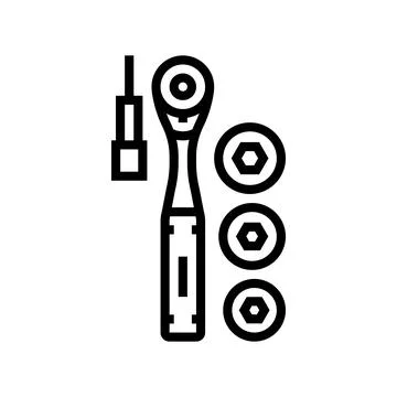 Socket wrench tool line icon vector illustration Stock Illustration