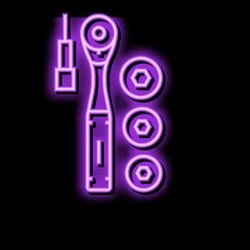 Socket wrench tool neon glow icon illustration Stock Illustration