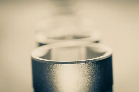 Socket wrenches on blurred background with copy space - tools for DIY project Stock Photos