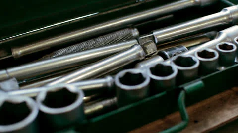Socket wrenches pan right Stock Footage 24820028
