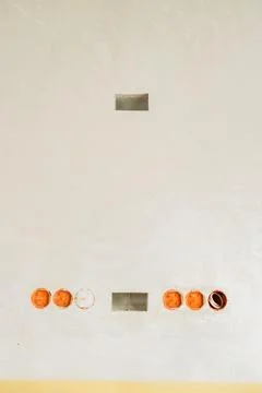 Sockets and back boxes into a wall, new construction Stock Photos