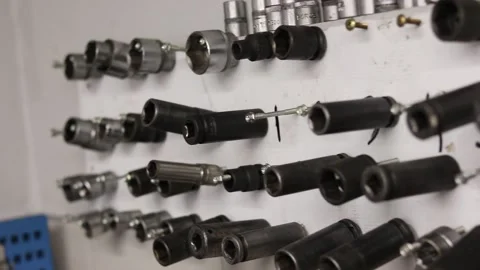 Sockets close up footage car fix auto shop Stock Footage 135952979