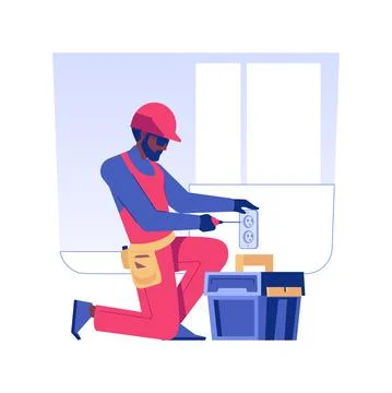 Sockets installation isolated concept vector illustration. 스톡 일러스트