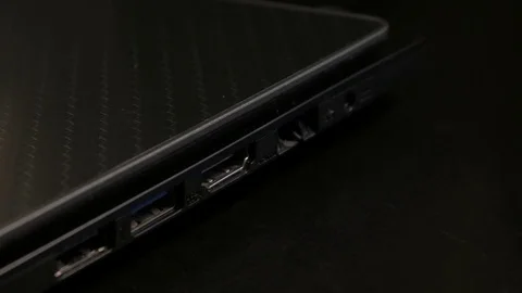 Sockets side of the laptop Stock Footage 71225667