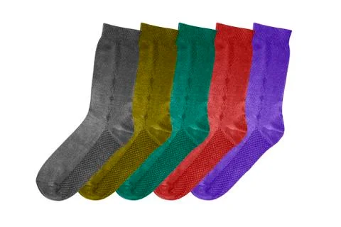 Socks in assortment on white background Stock Photos
