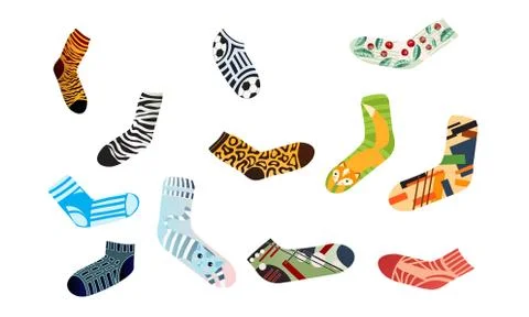 Socks with different funny patterns vector illustration Stockillustratie
