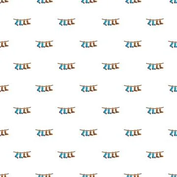 Socks drying on clothesline seamless pattern illustration background Stock Illustration