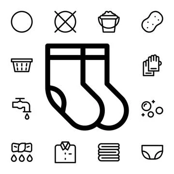 Socks flat vector icon in laundry pack Ilustração Stock