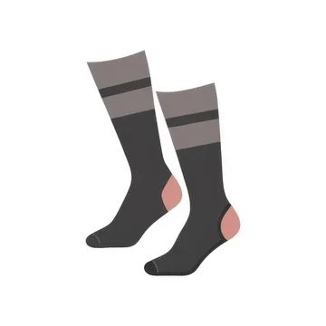 Socks with heel and toe in pink and gray stripes Stock Illustration