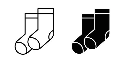 Socks icon collection in black, Line icons, flat symbols Stock Illustration