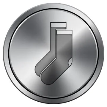 Socks icon. Internet button on white background. Metallic round icon.. Stock Illustration