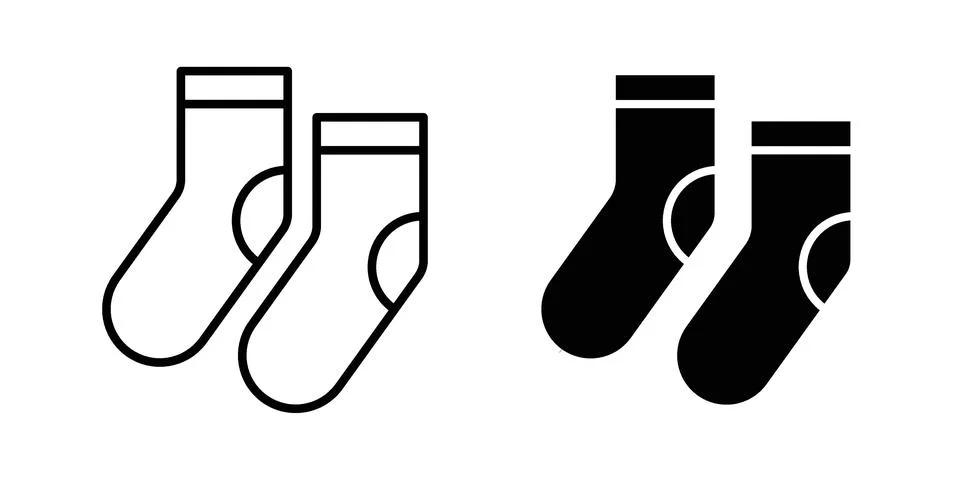 Socks icon silhouette vector set. thin line pack イラスト素材