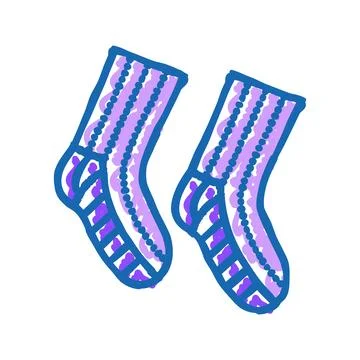 Socks knitting wool icon doodle illustration Illustrazione stock