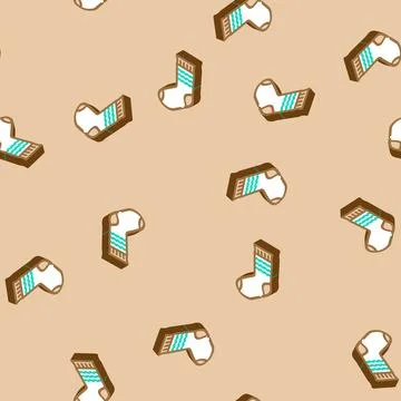 Socks knitting wool isometric icon seamless pattern Illustrazione stock