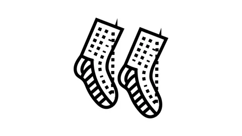 Socks knitting wool line icon animation Stock Footage 326134208