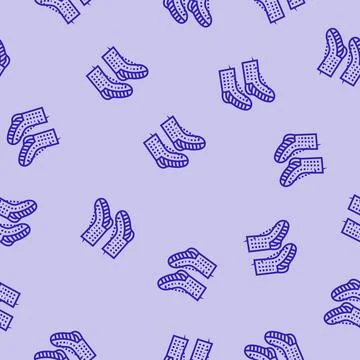 Socks knitting wool line seamless pattern Illustrazione stock