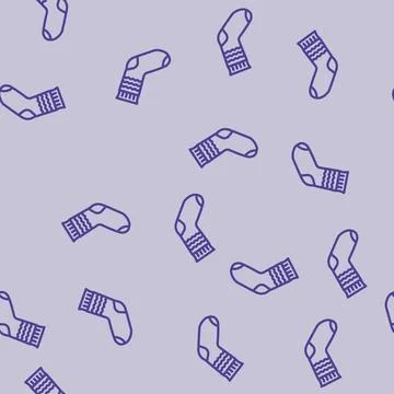 Socks knitting wool line vector seamless pattern Stock Illustration