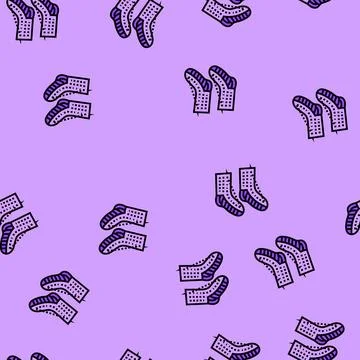 Socks knitting wool vector seamless pattern Stock Illustration