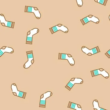 Socks knitting wool vector seamless pattern Stock Illustration