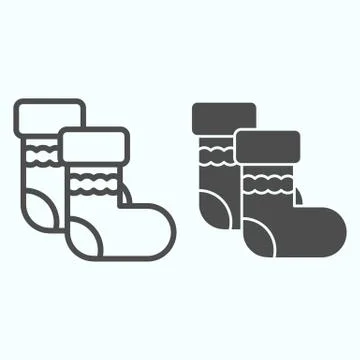 Socks line and solid icon. Two warm autumn and winter sewing wear item with Illustrazione stock