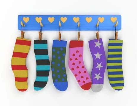 Socks multiple colors on white background 스톡 일러스트