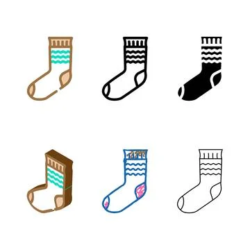 Socks multistyle knitting wool color icon vector イラスト素材