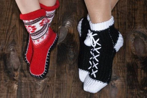 Socks. nurseries. the red. in socks Stock Photos