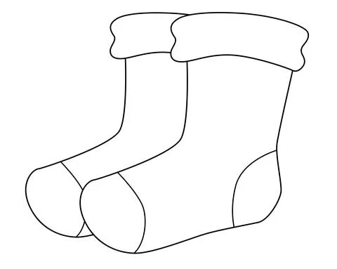 Socks. Pair of socks - vector linear illustration with clothes for coloring. Stock Illustration