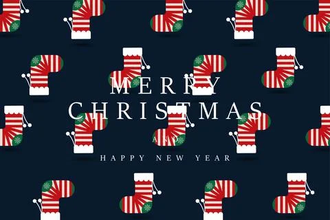 Socks pattern dangling white pom-poms takes center stage, decorated with ge.. Stock Illustration