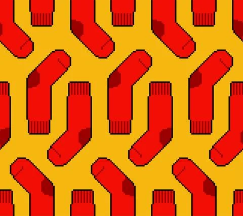 Socks pixel art pattern seamless. pixelated sox 8bit background. vector textu 스톡 일러스트