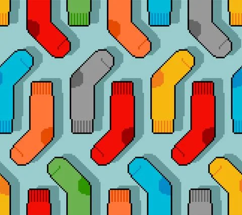Socks pixel art pattern seamless. pixelated sox 8bit background. vector textu 스톡 일러스트