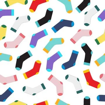 Socks Seamless Pattern, Isolated on White Background Stock Illustration