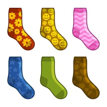 Socks Set with Different Color Patterns. Vector イラスト素材